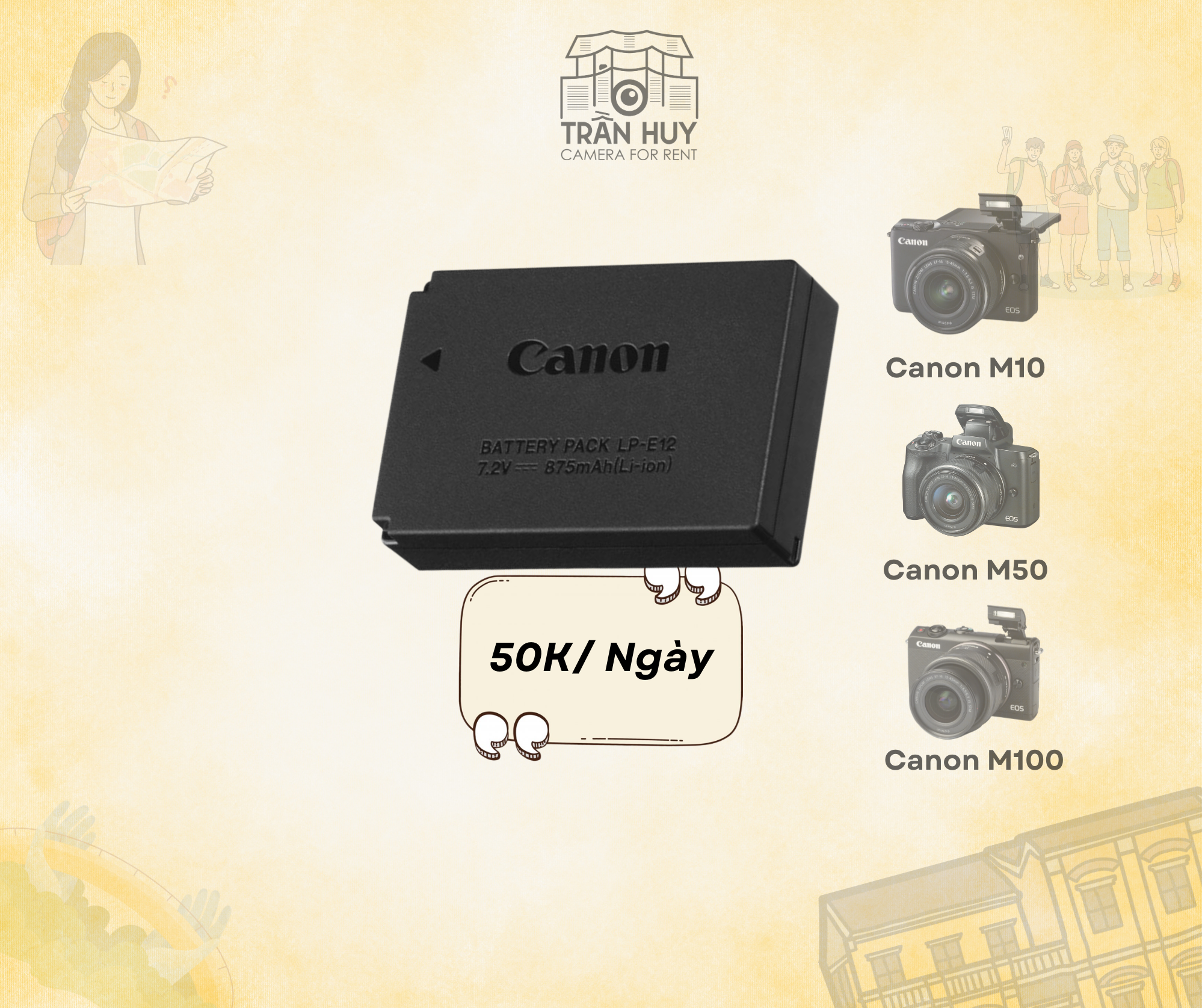 Pin Canon LP-E12 (M10, M50, M100)