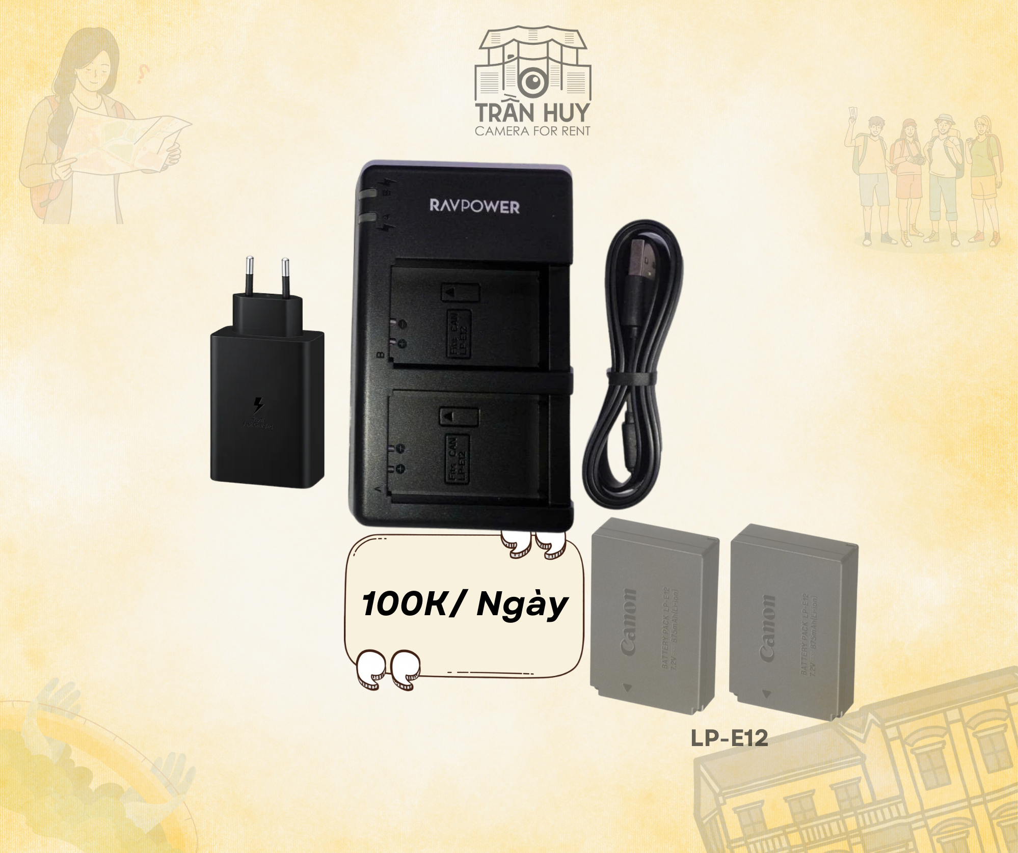Bộ sạc đôi Pin Canon LP-E12