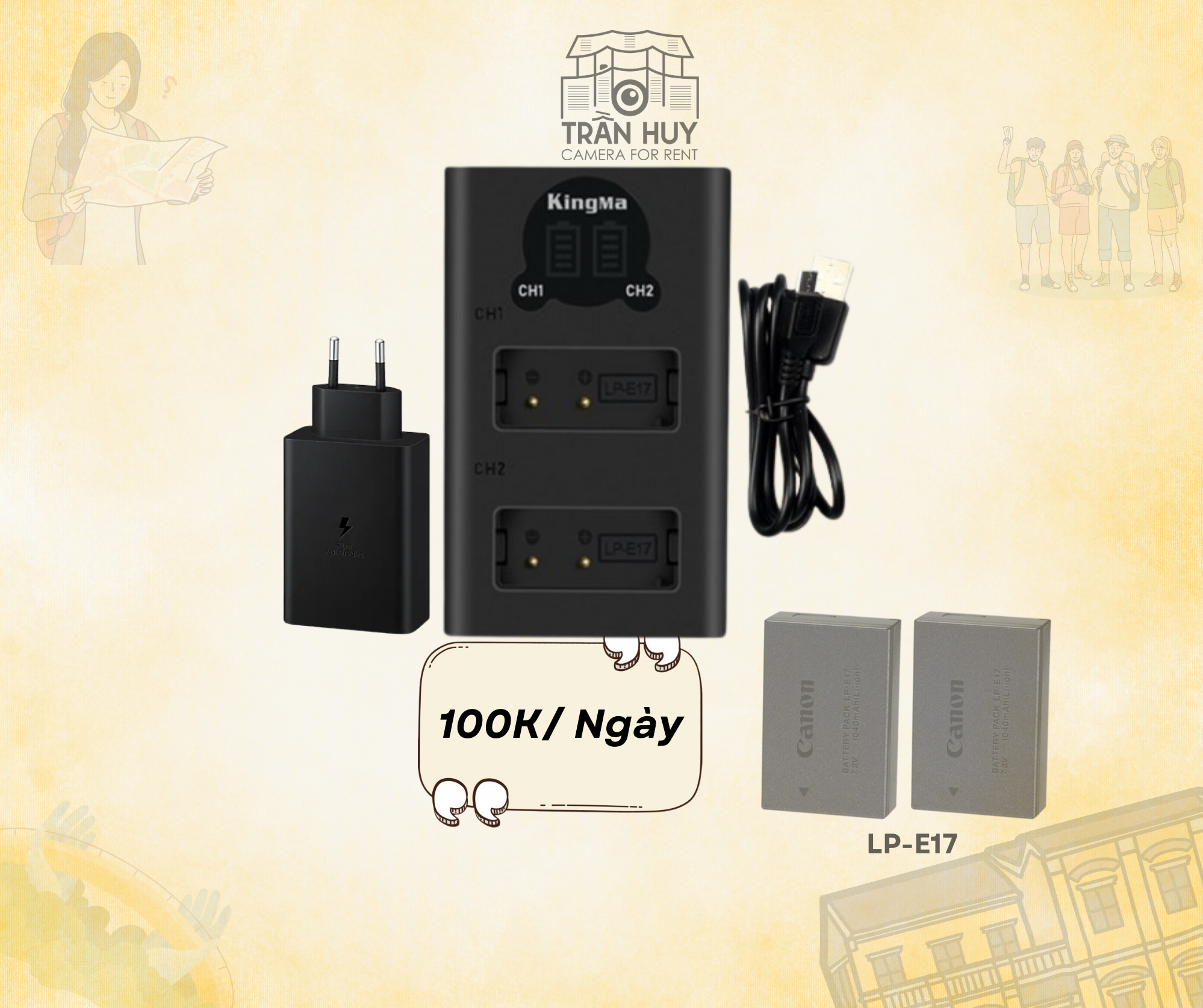 Bộ sạc đôi Pin Canon LP-E17 