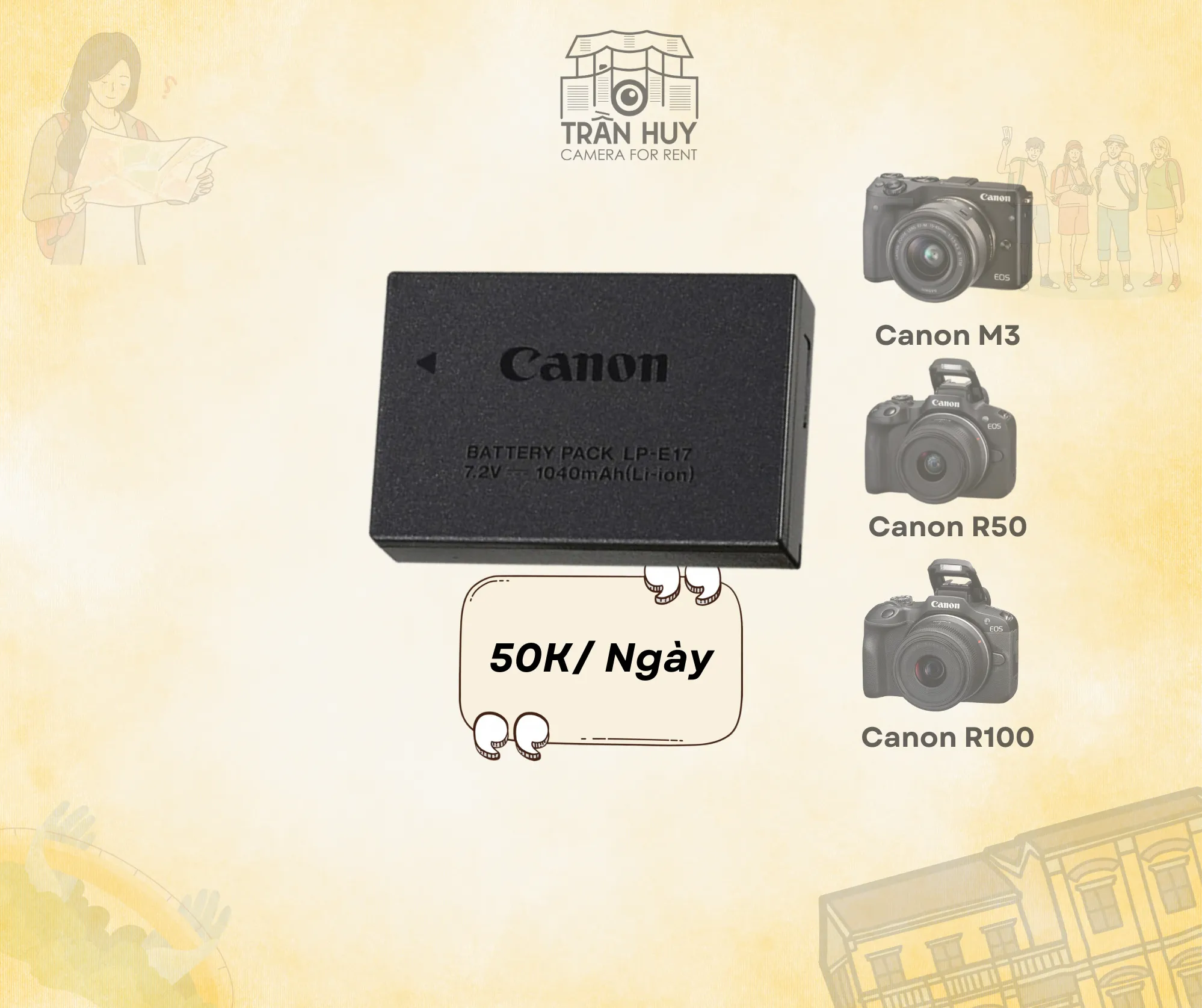 Pin Canon LP-E17 (M3, R50, R100)